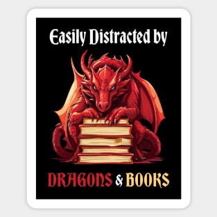 Easily Distracted By Dragons And Books Sticker